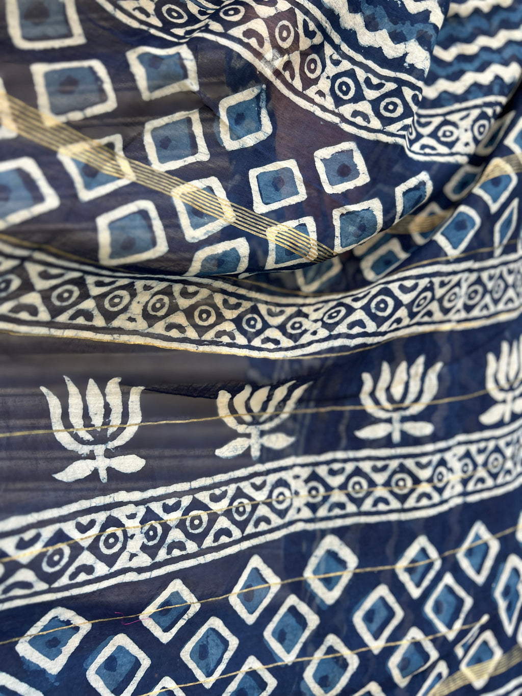 Chanderi Silk saree - Indigo