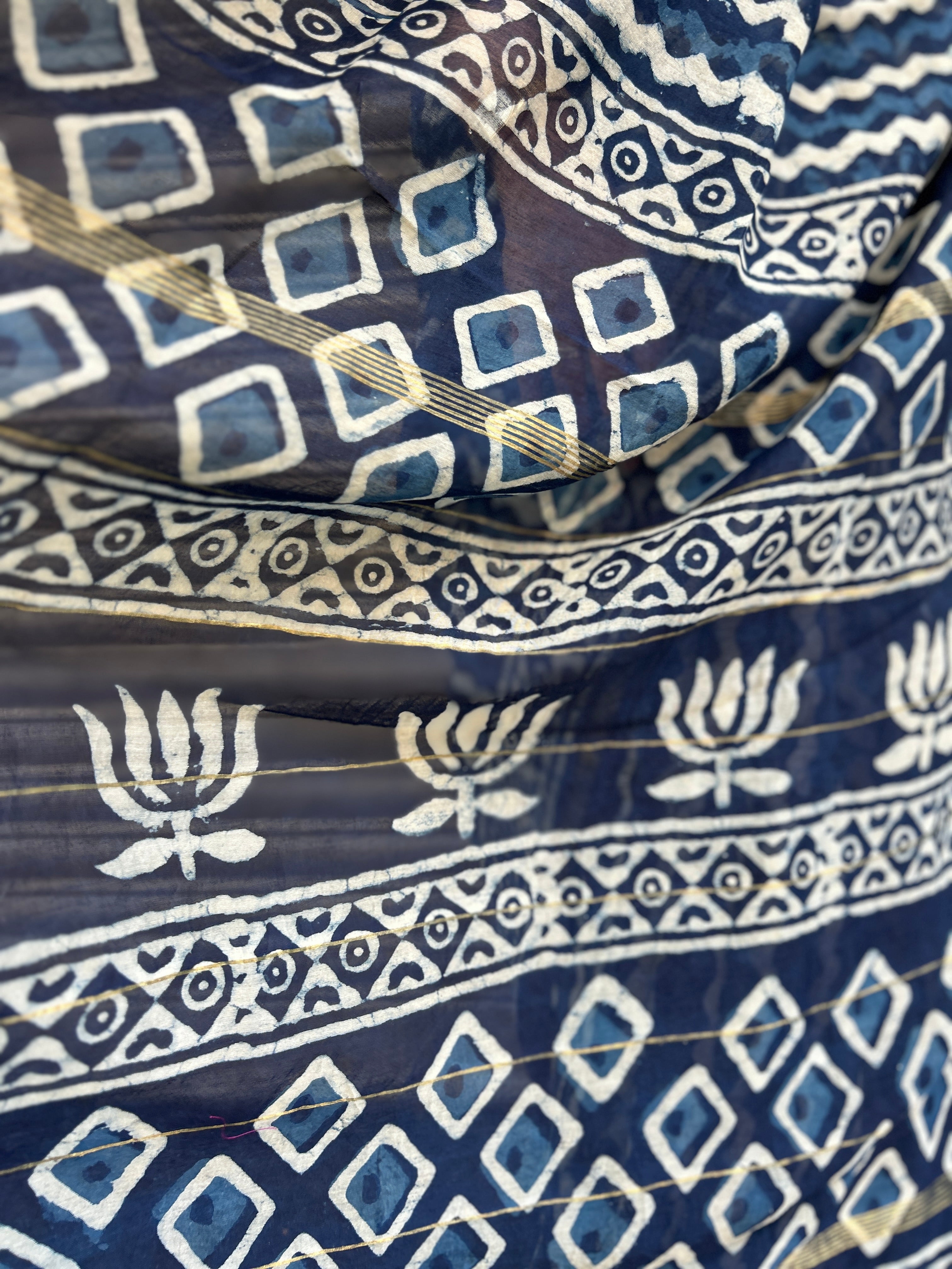 Chanderi Silk saree - Indigo