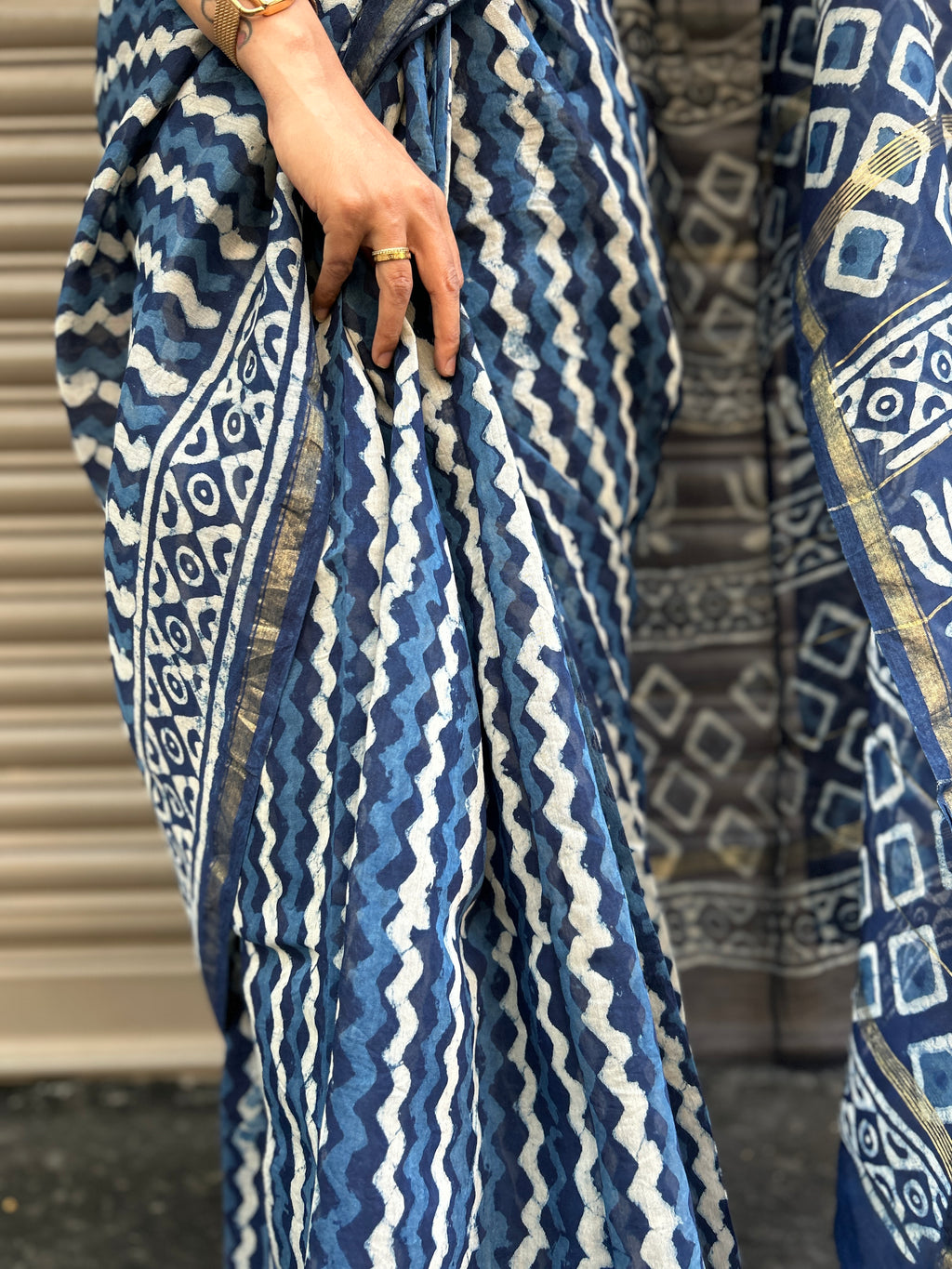 Chanderi Silk saree - Indigo