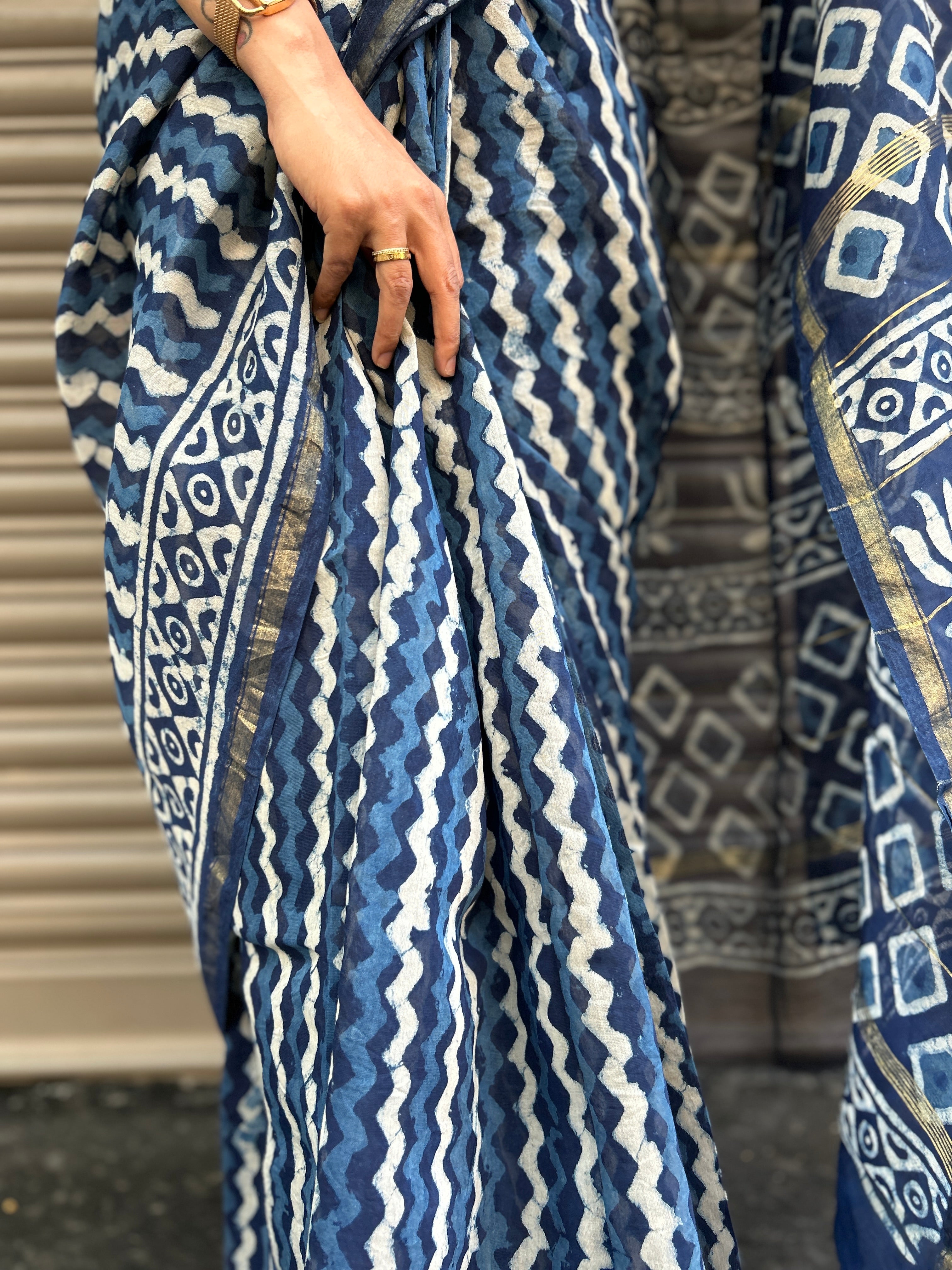 Chanderi Silk saree - Indigo
