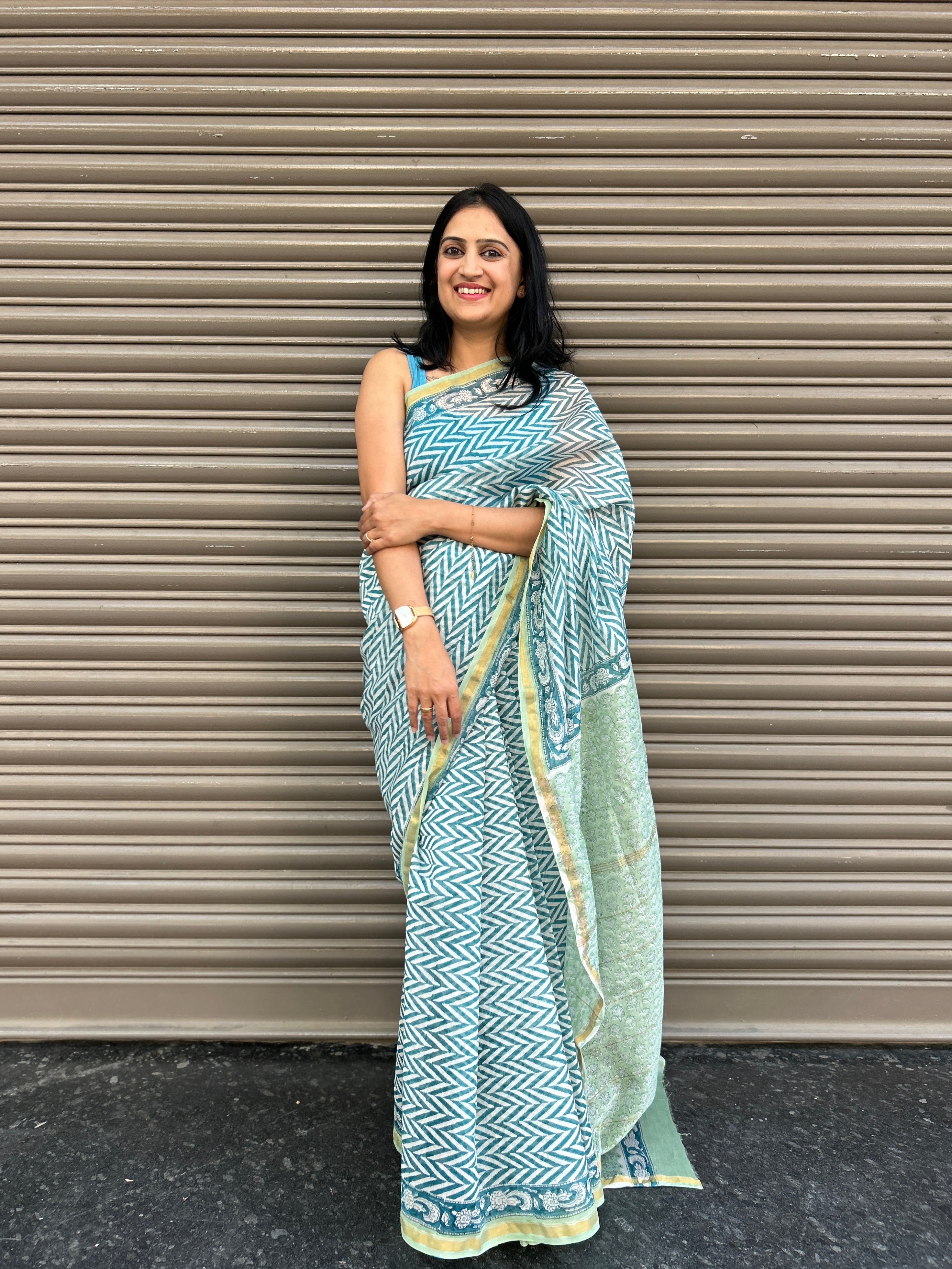 Chanderi Silk saree - Light Blue