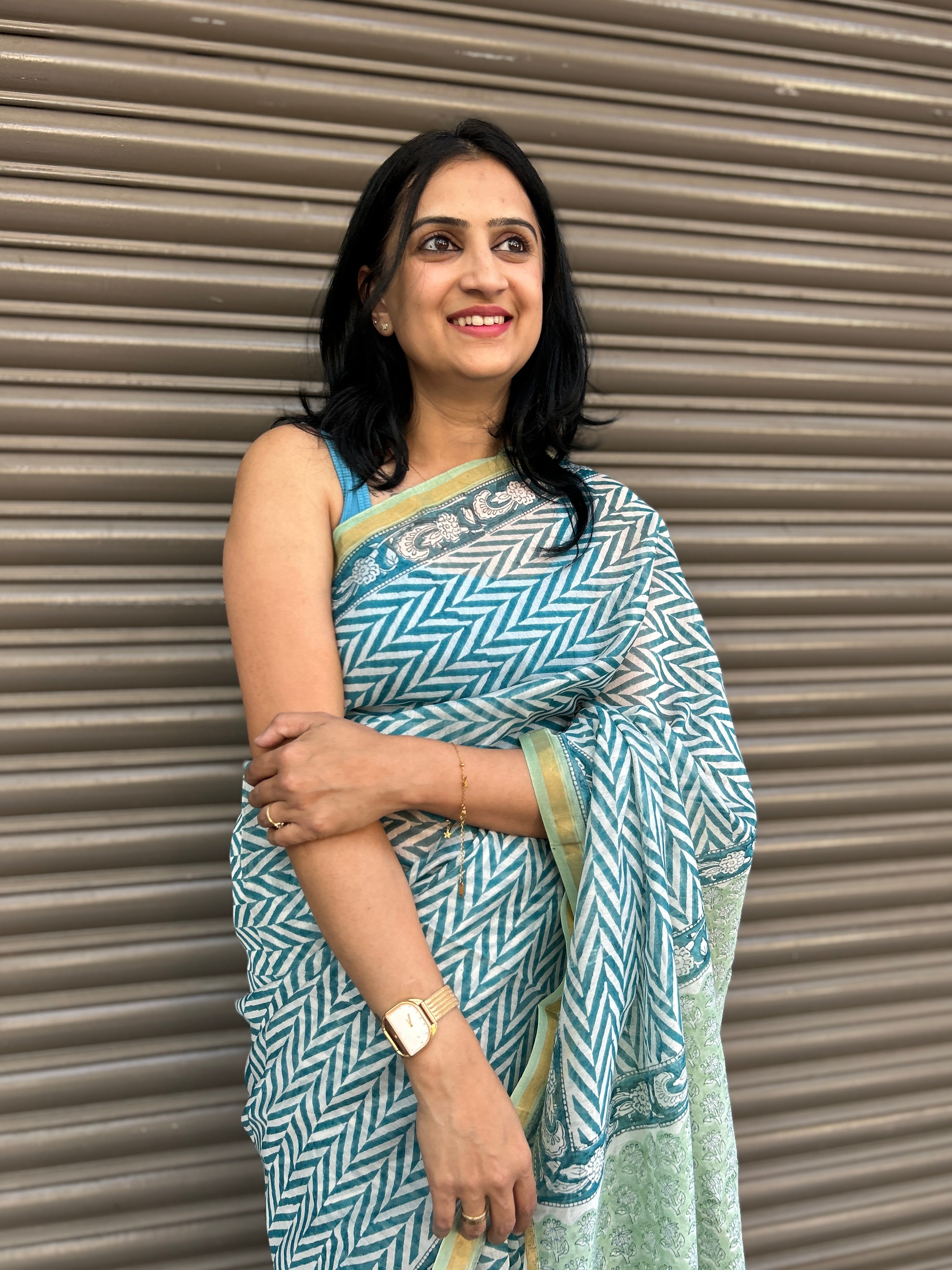 Chanderi Silk saree - Light Blue
