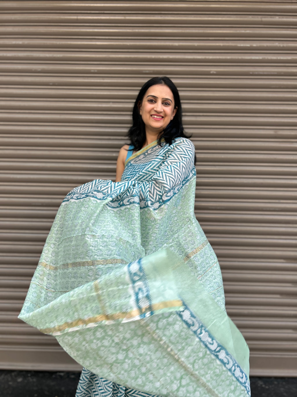 Chanderi Silk saree - Light Blue