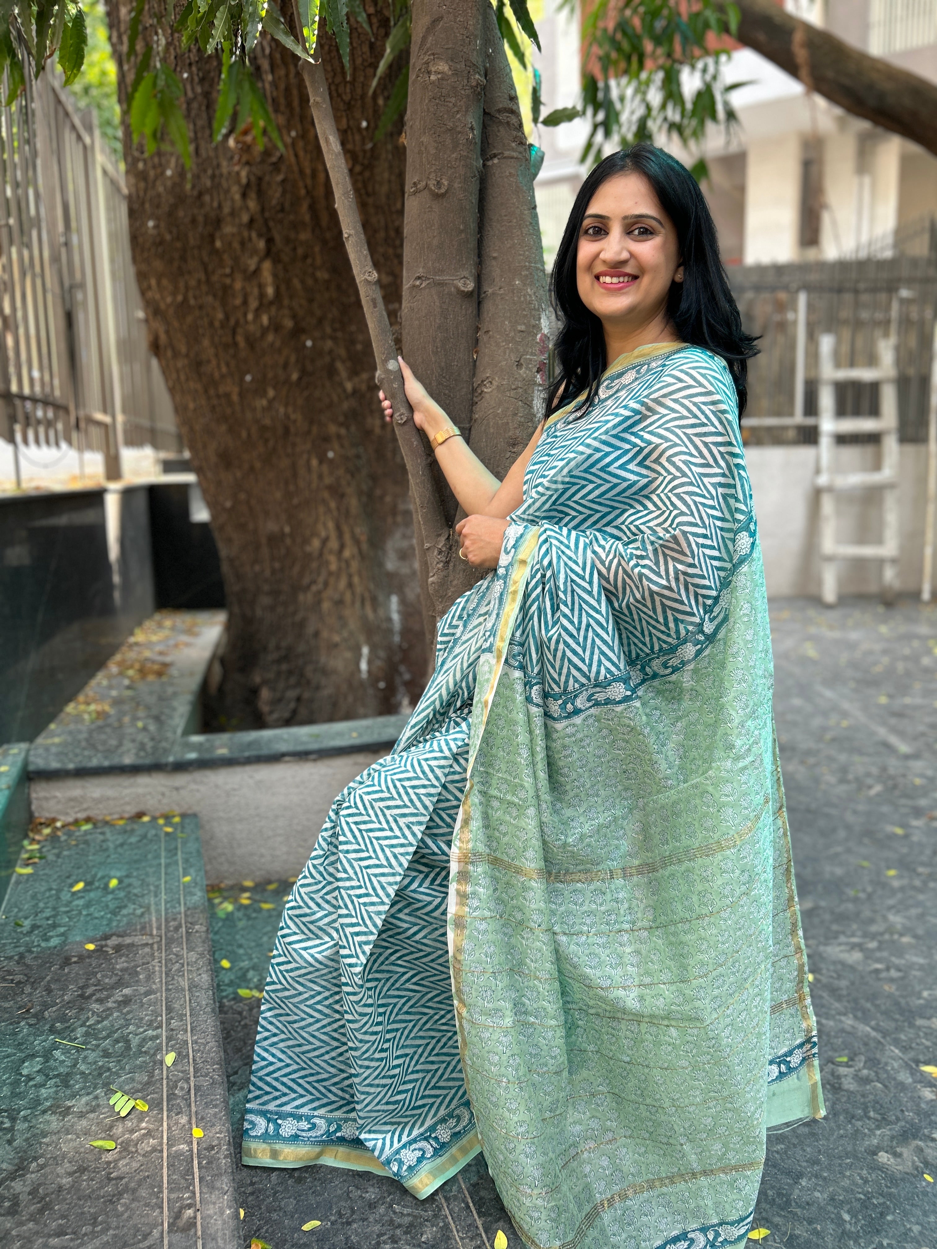 Chanderi Silk saree - Light Blue