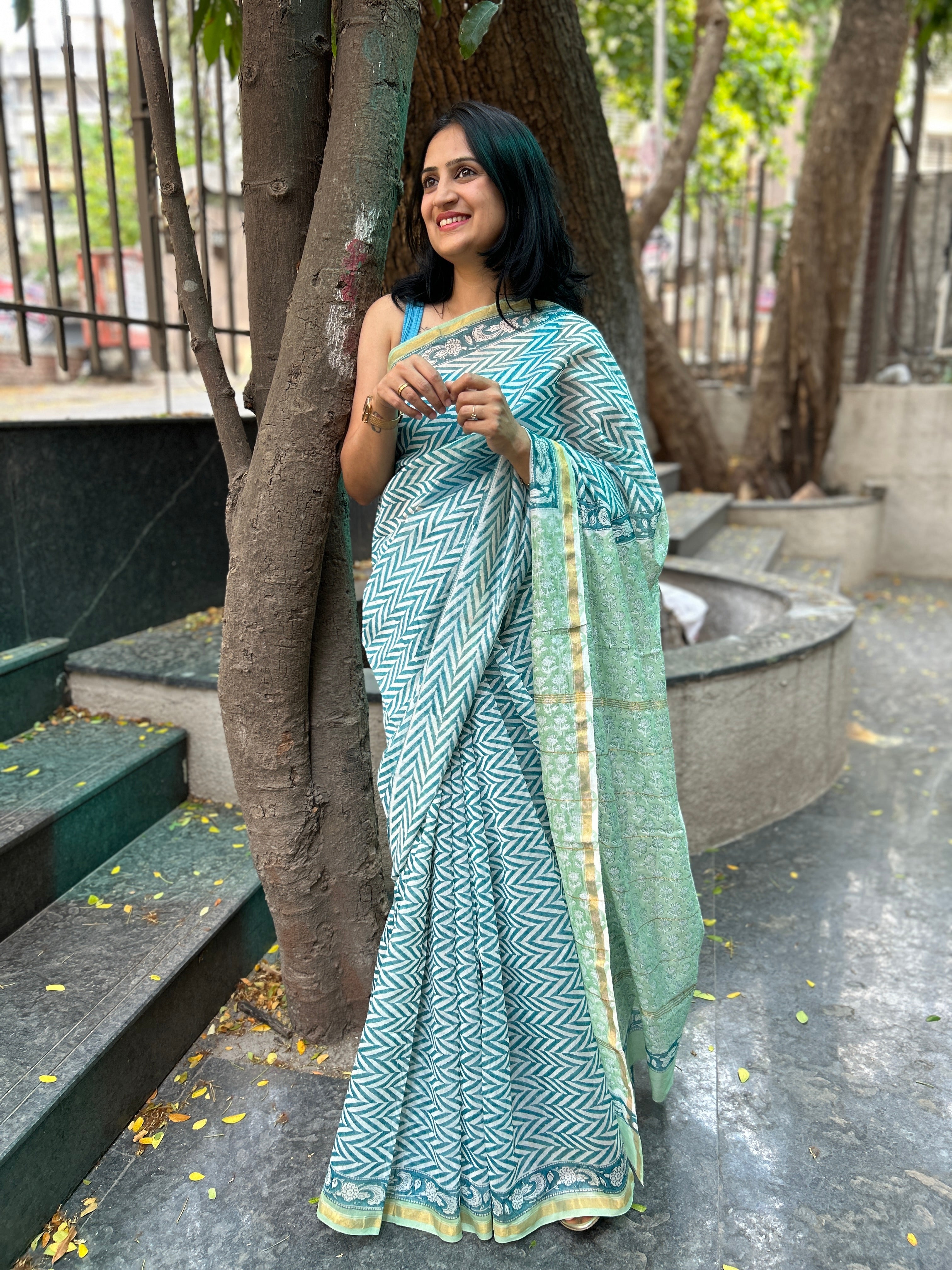 Chanderi Silk saree - Light Blue