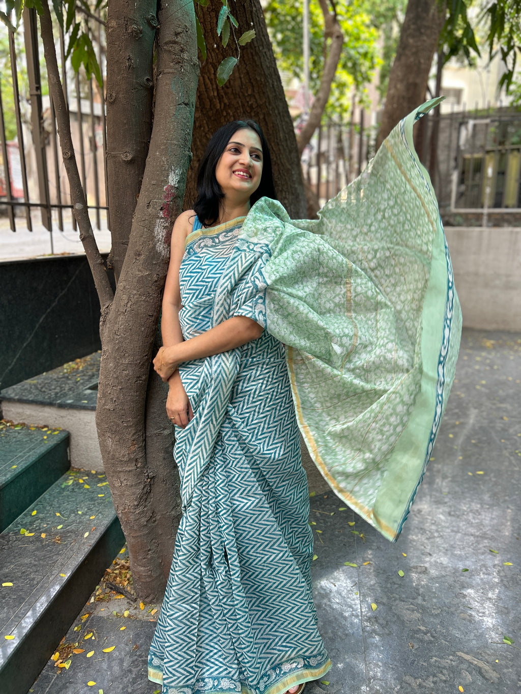 Chanderi Silk saree - Light Blue