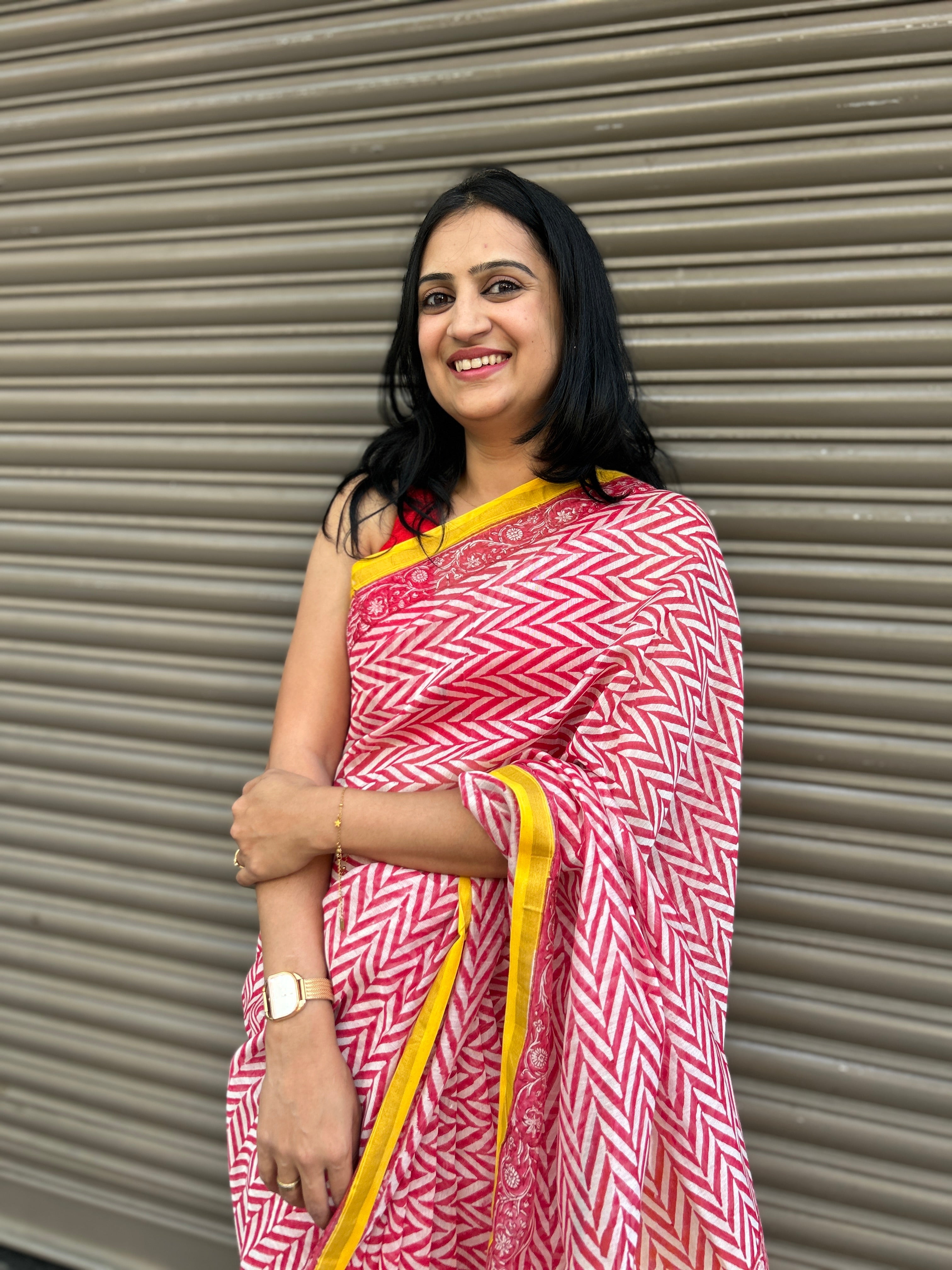 Chanderi Silk saree - Red
