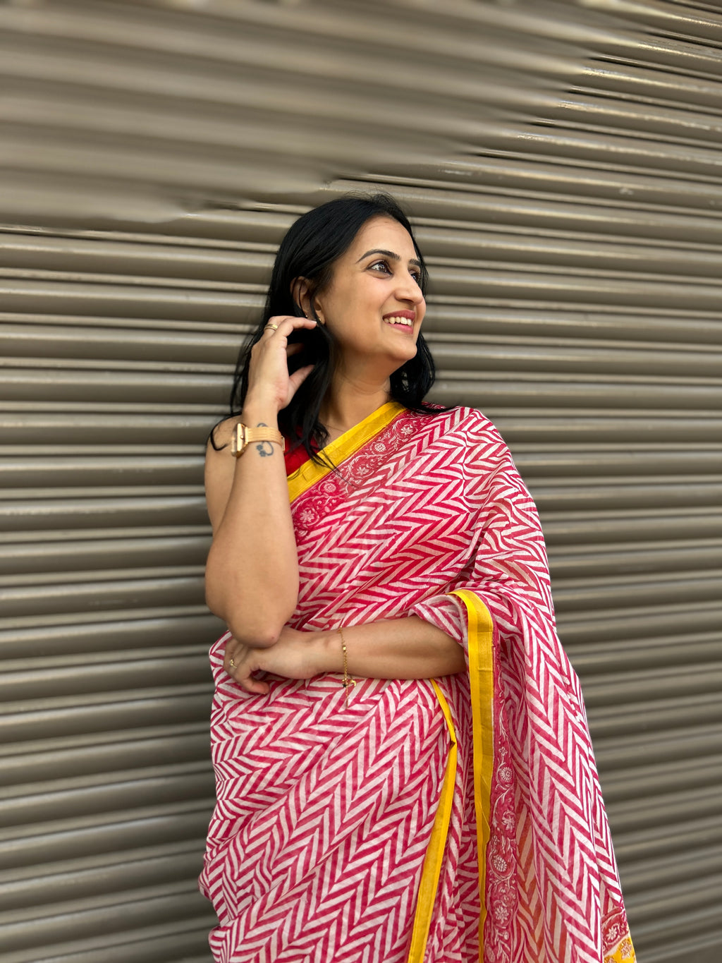Chanderi Silk saree - Red