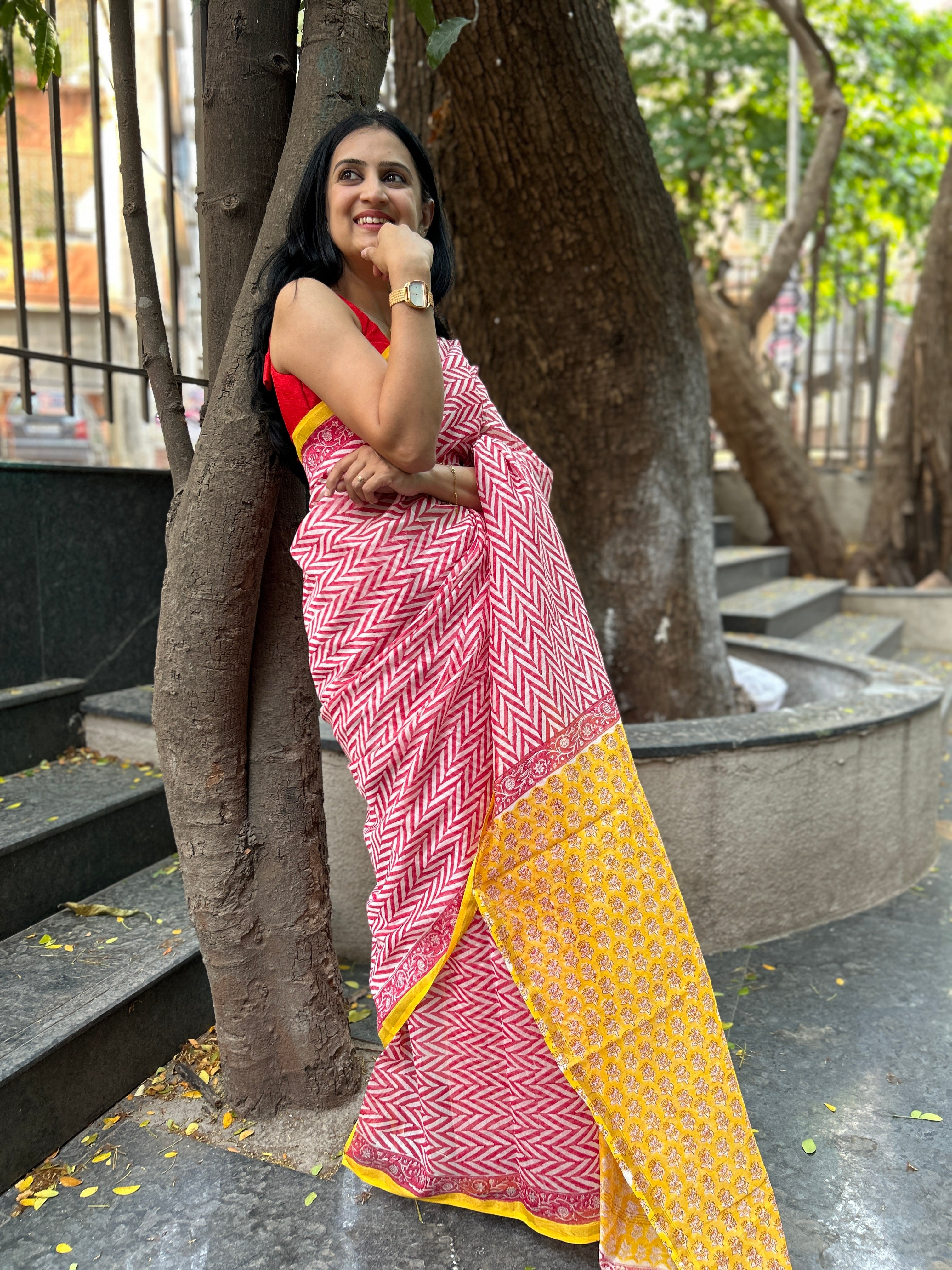 Chanderi Silk saree - Red