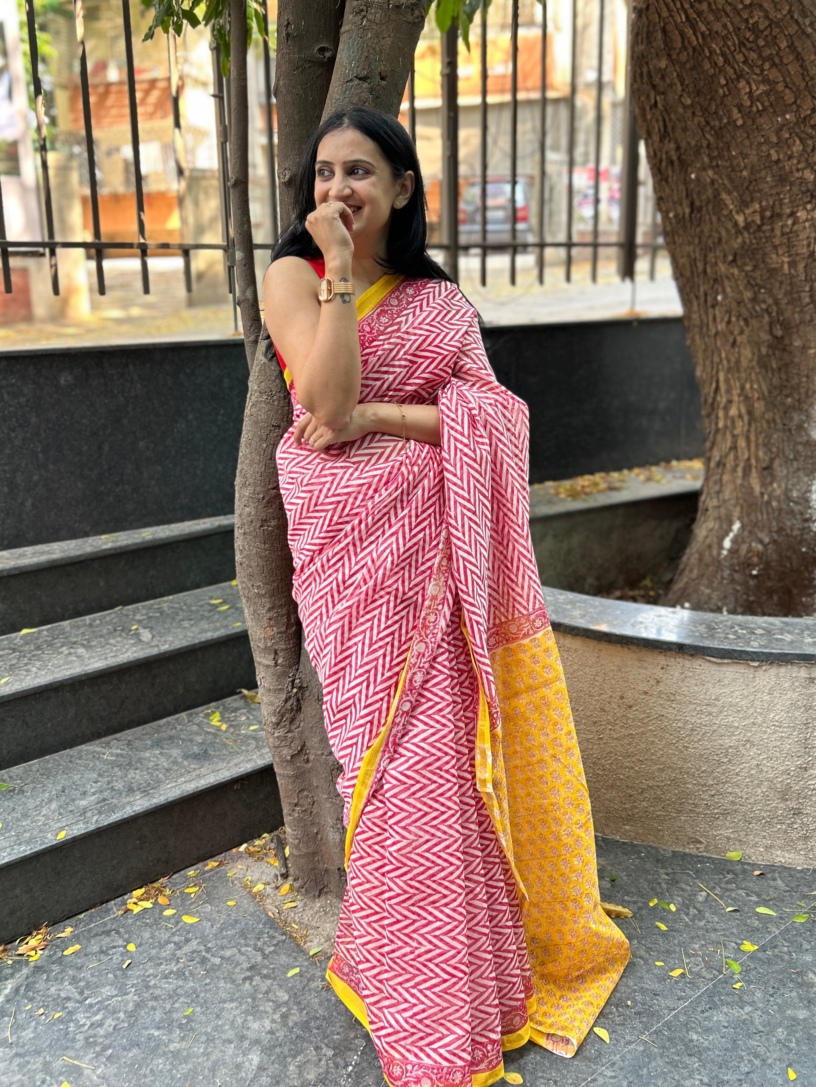 Chanderi Silk saree - Red