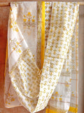 Chanderi Dress Material - White & Yellow