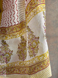 Chanderi Dress Material - White & Yellow