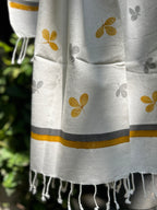 RUI - Organic Cotton Stole - Leaf Print - Yellow