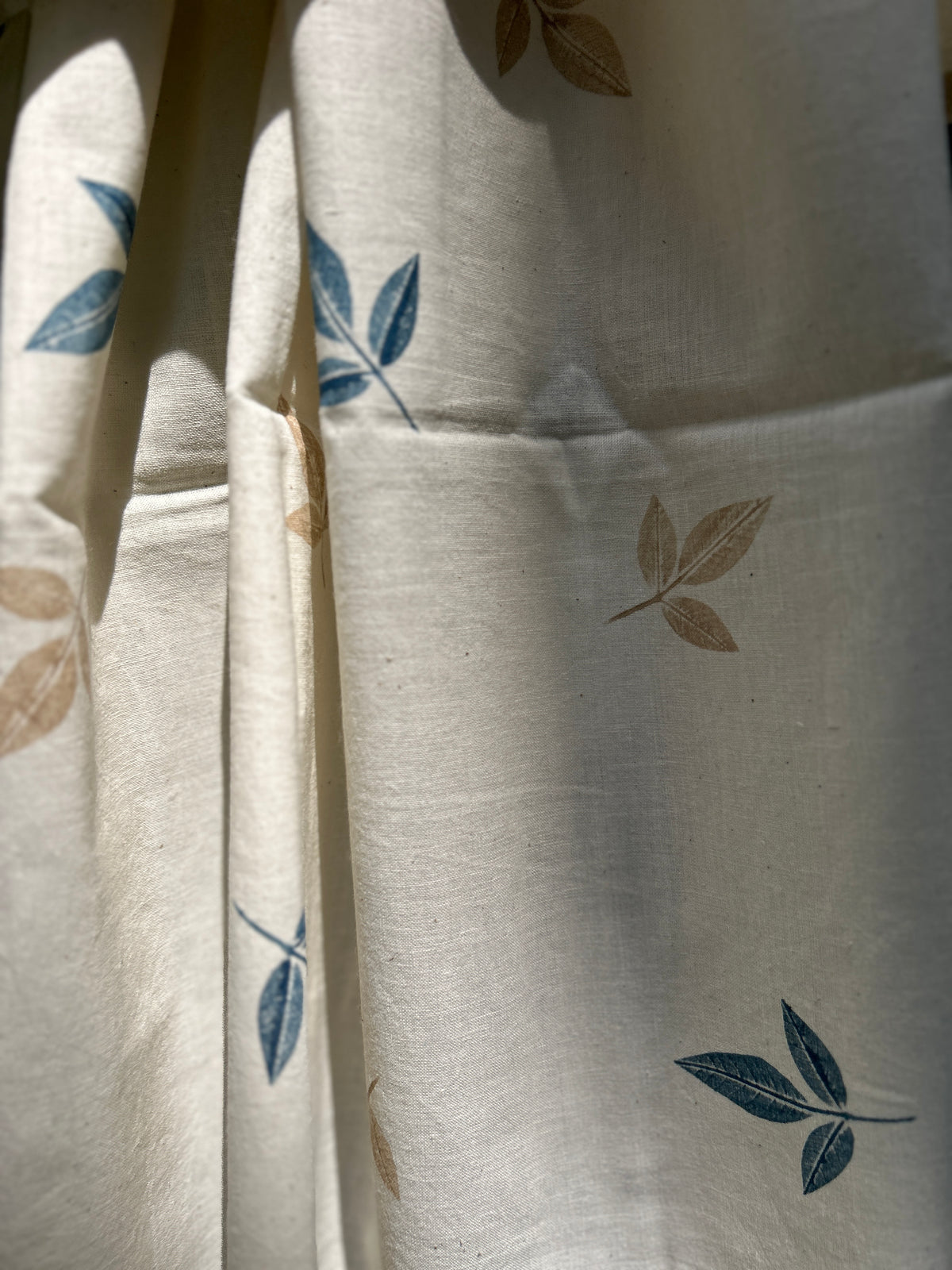 RUI - Organic Cotton Stole - Leaf Print -Blue