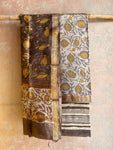 Vanaspati Maheshwari Silk Dress Material - Grey & Yellow