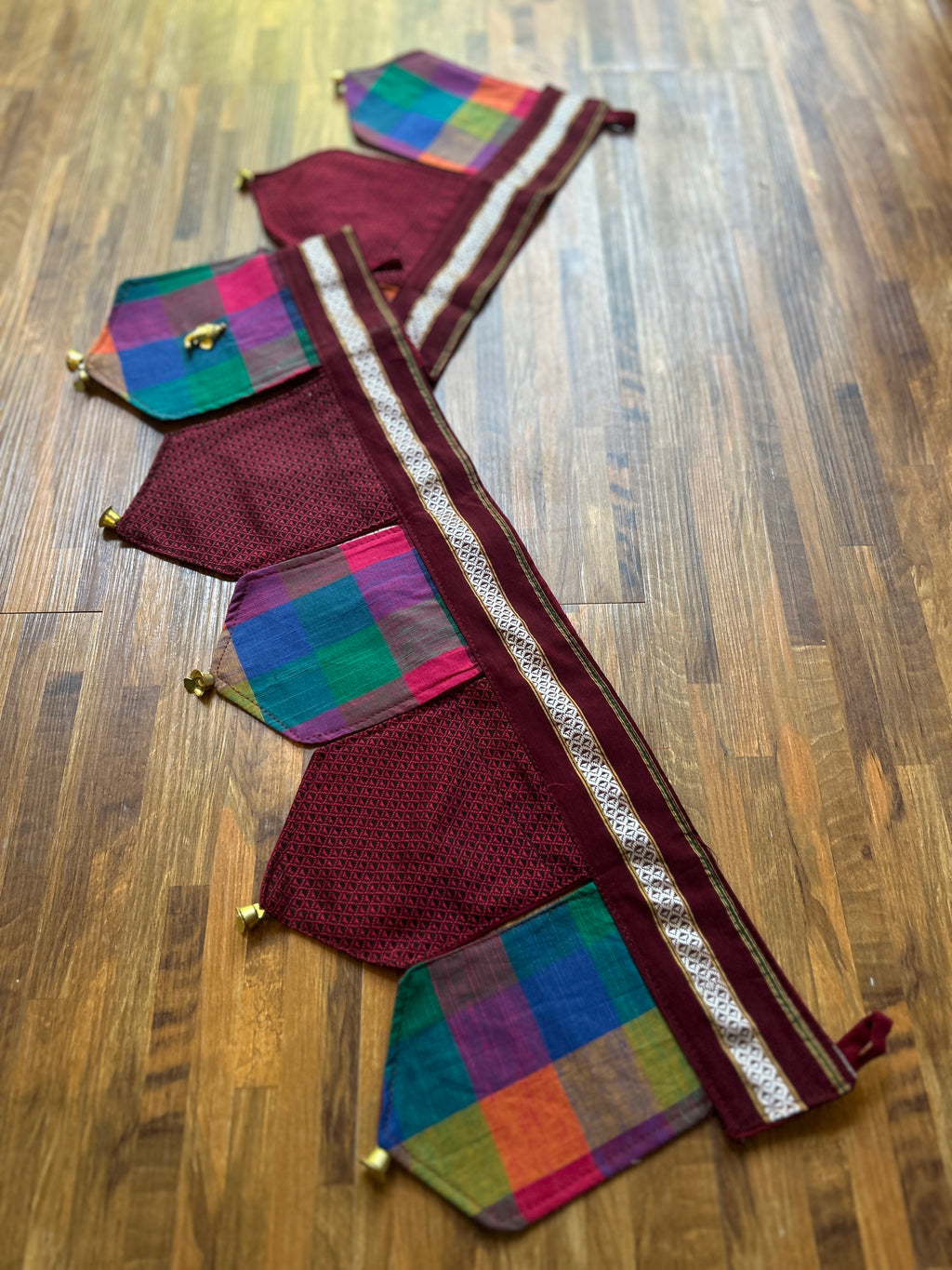 Festive Toran - Madras Checks + Maroon Khun