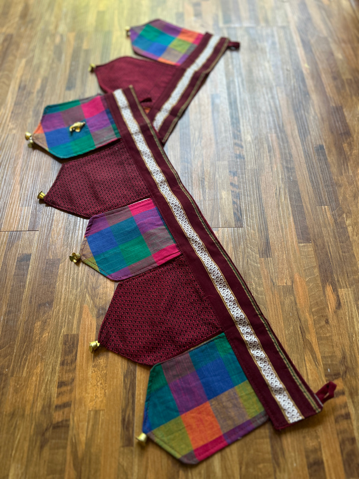Festive Toran - Madras Checks + Maroon Khun