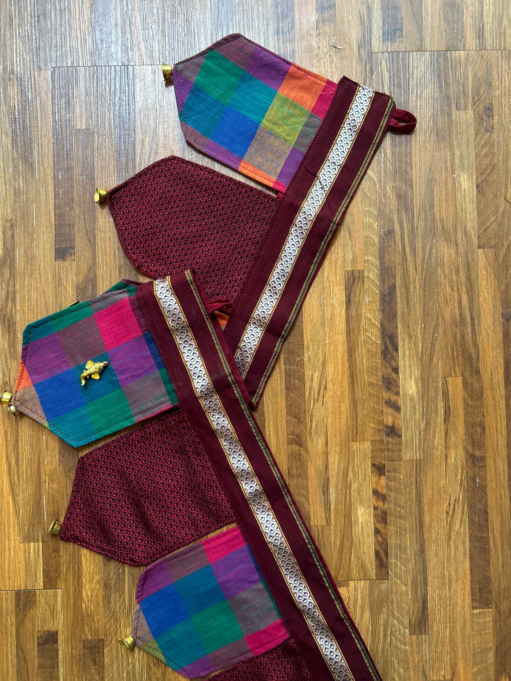 Festive Toran - Madras Checks + Maroon Khun