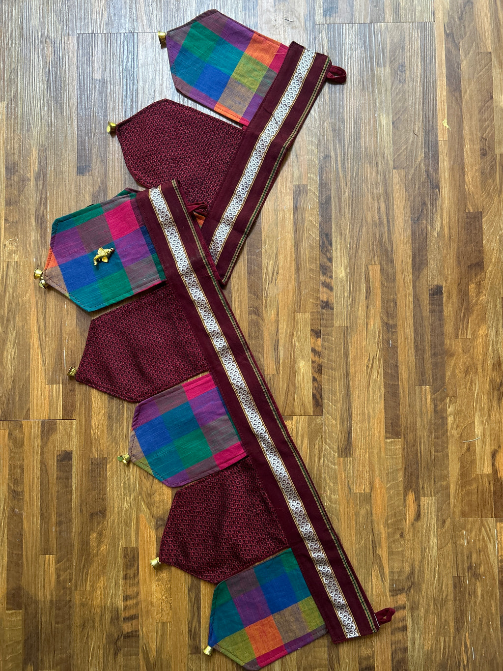 Festive Toran - Madras Checks + Maroon Khun