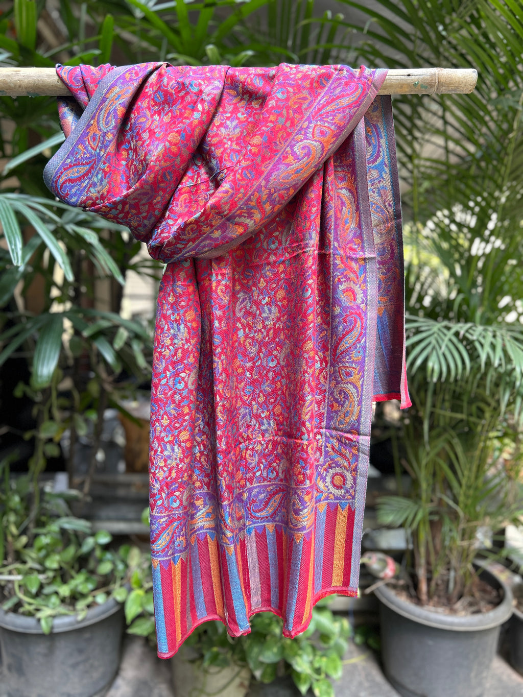 Kashmiri Stole-cum-Shawl - Pink