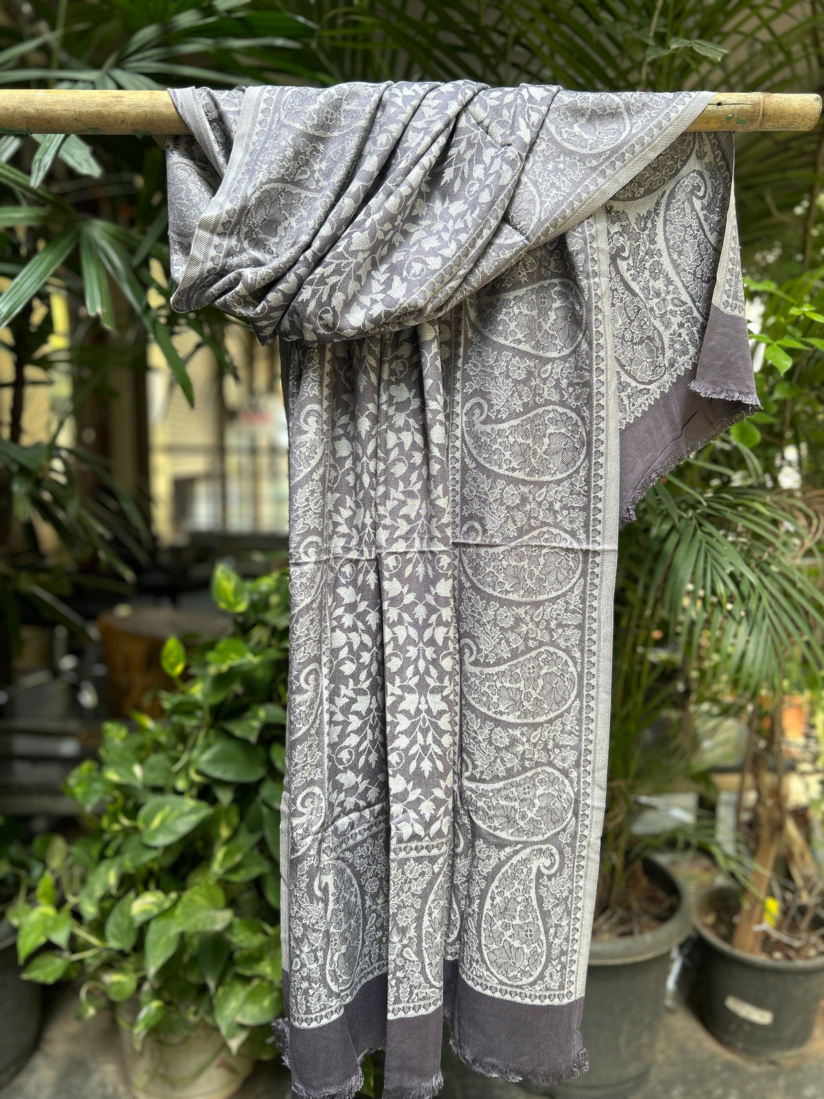 Kashmiri Stole-cum-Shawl - Grey