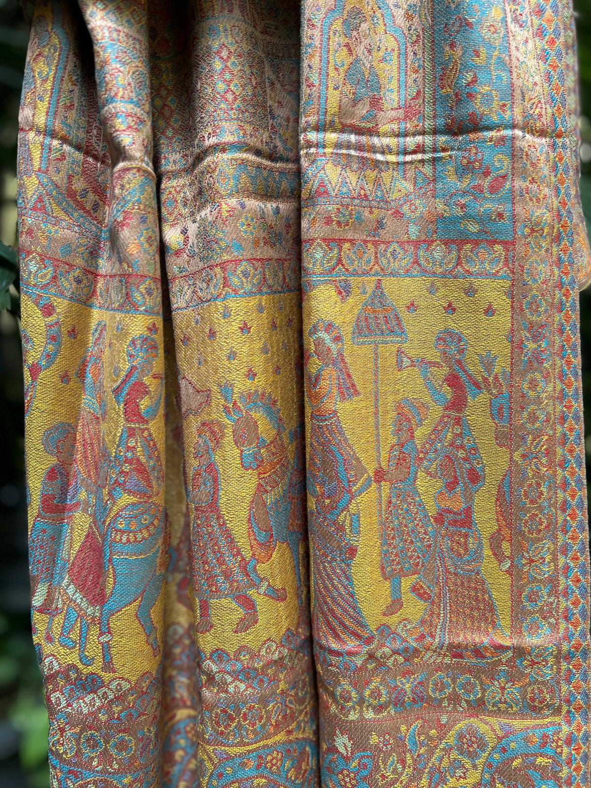 Kashmiri Stole-cum-Shawl - Yellow