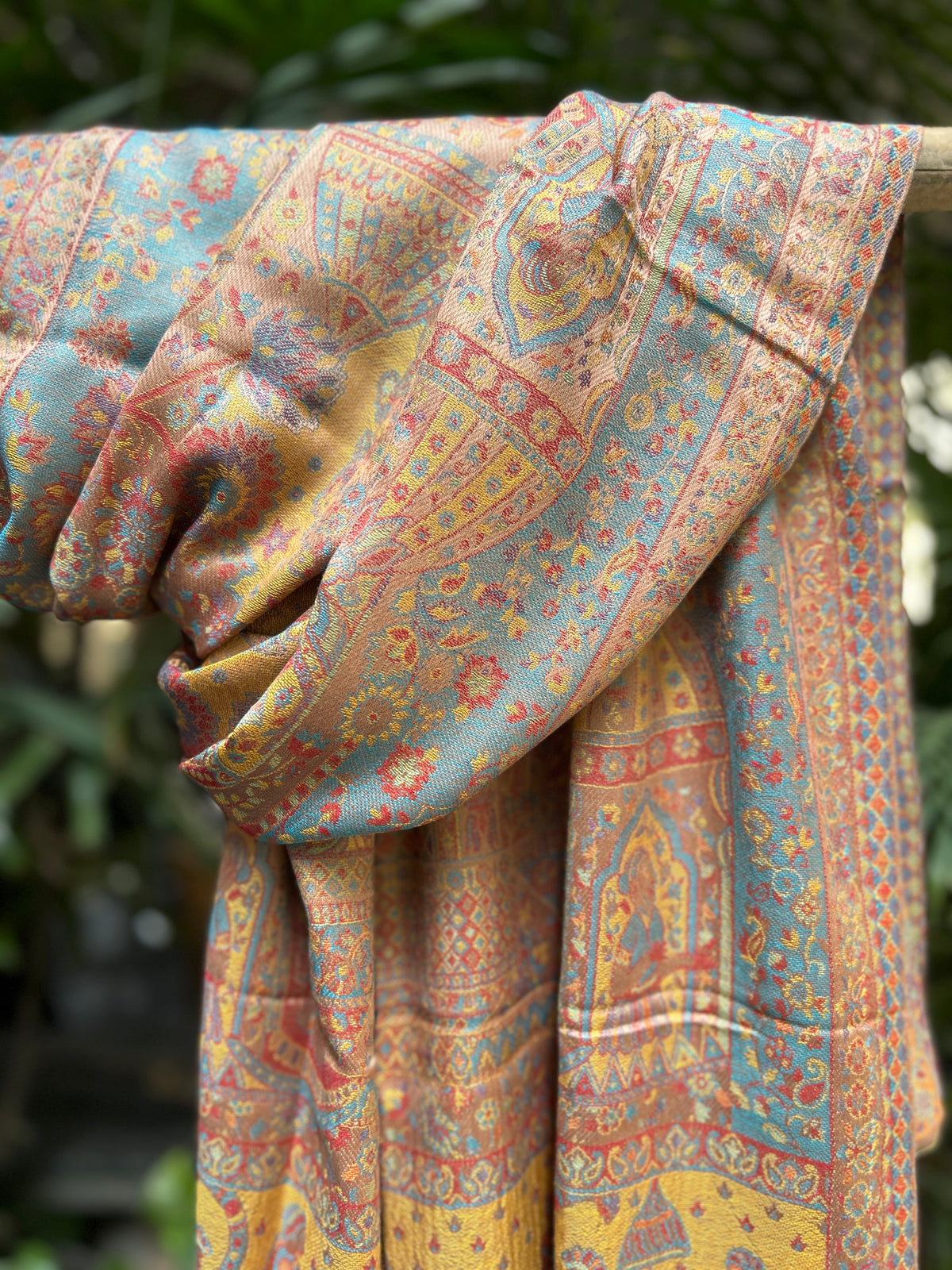 Kashmiri Stole-cum-Shawl - Yellow