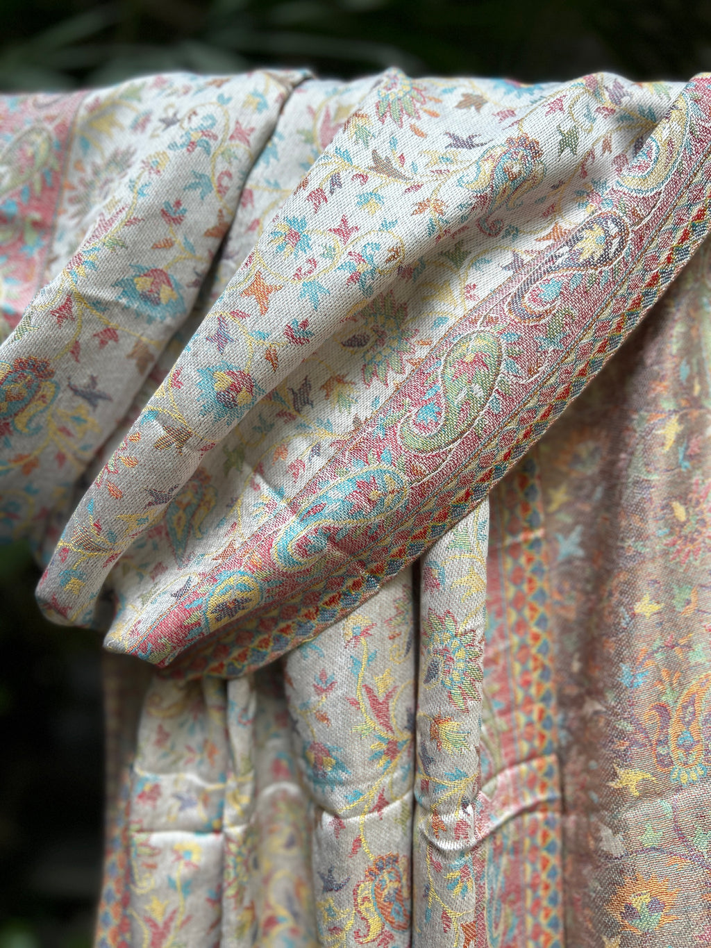 Kashmiri Stole-cum-Shawl - Silver