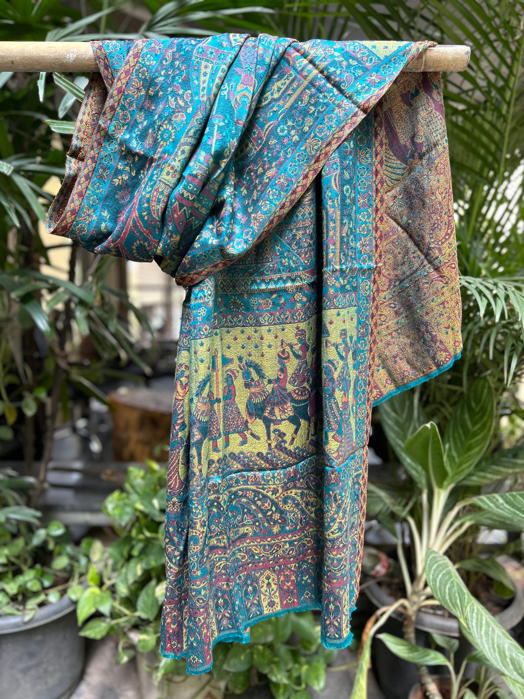 Kashmiri Stole-cum-Shawl - Blue