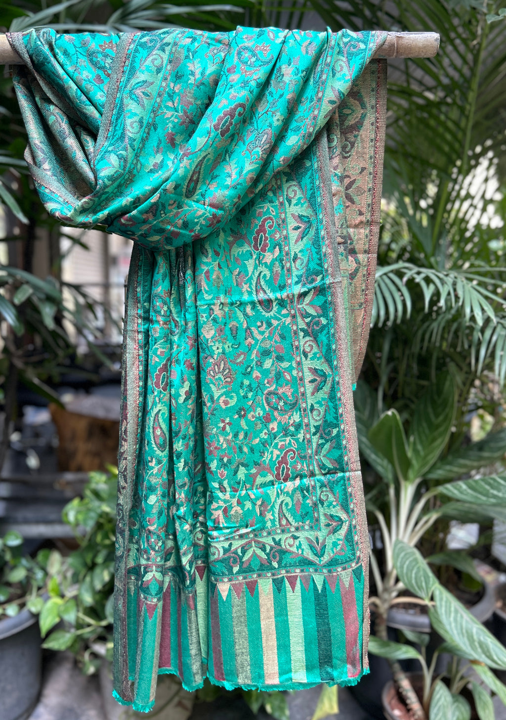 Kashmiri Stole-cum-Shawl - Green