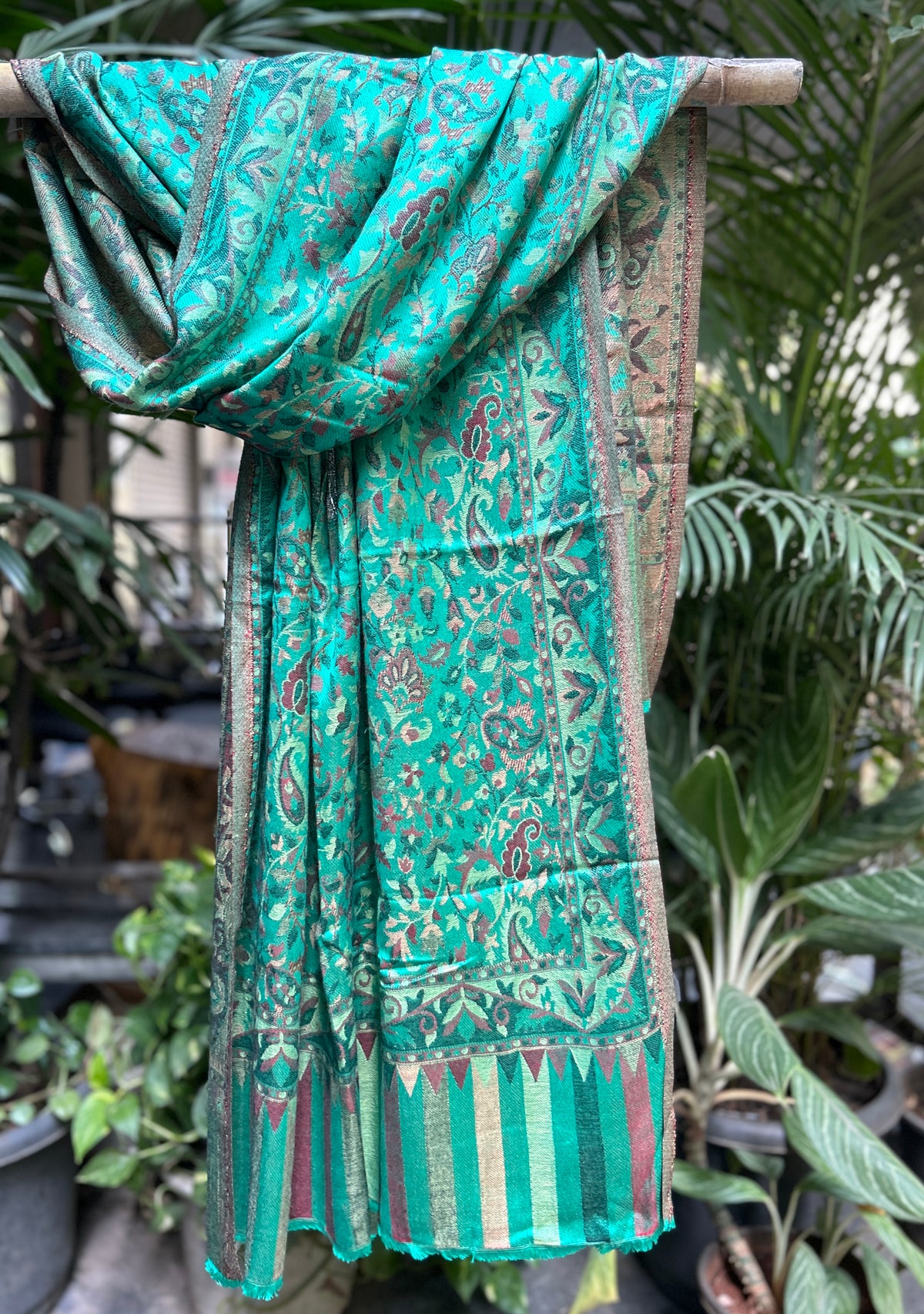 Kashmiri Stole-cum-Shawl - Green