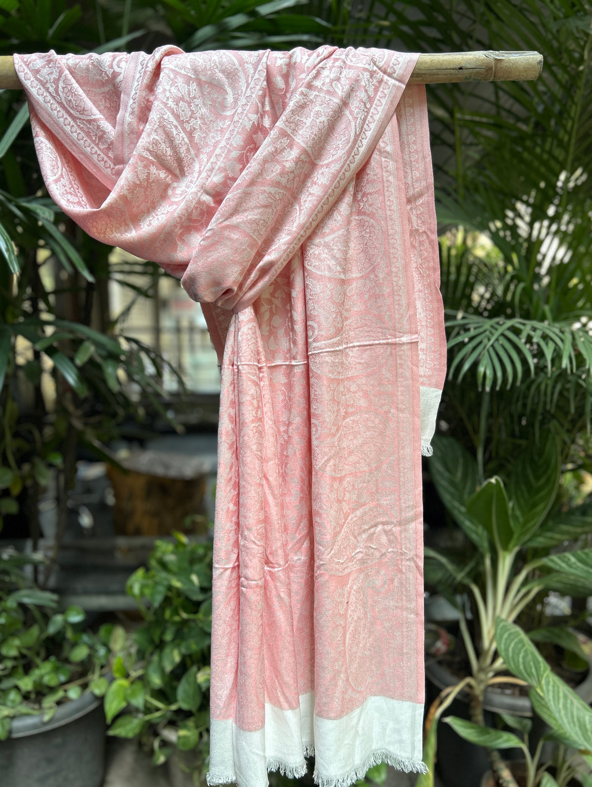 Kashmiri Stole-cum-Shawl - Peach