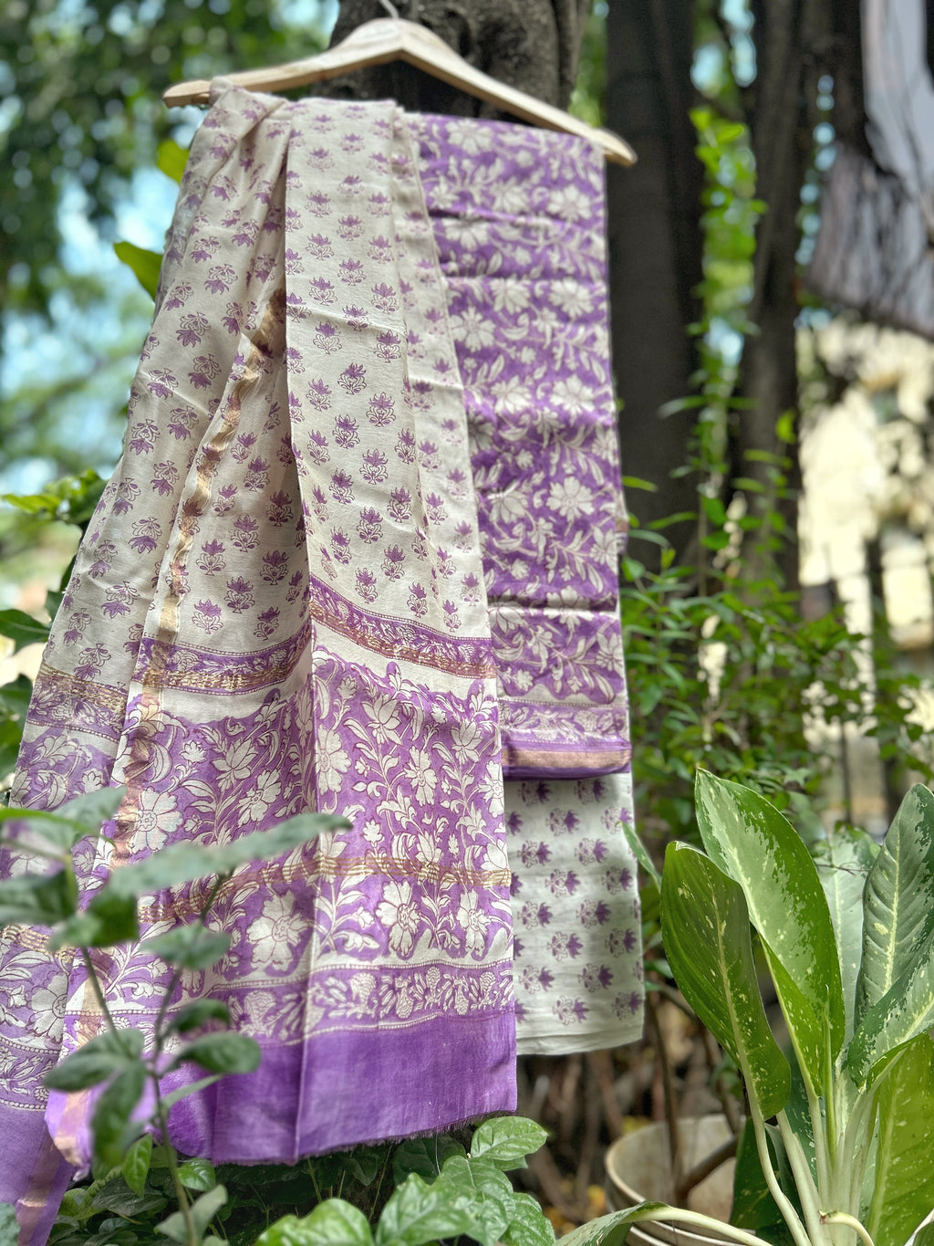 Chanderi Suit Set - Purple