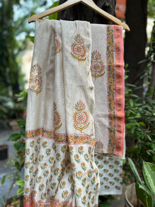 Chanderi Suit Set - Peach