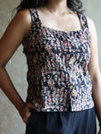 Woman's Crop Top - Black Kalamkari