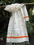 RUI - Organic Cotton Stole - Leaf Print - Orange