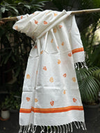 RUI - Organic Cotton Stole - Leaf Print - Orange