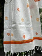 RUI - Organic Cotton Stole - Leaf Print - Orange