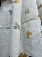 RUI - Organic Cotton Stole - Leaf Print -  Mustard Yellow