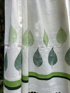 RUI - Organic Cotton Stole - Leaf Print - Green