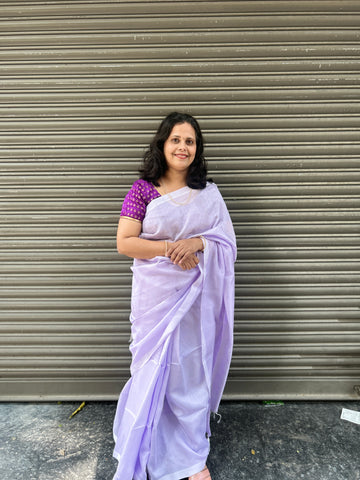 Mangalgiri Plain Cotton Silk Saree - Purple