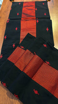 Falling Table Runner - Black + Maroon Khun