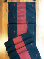Falling Table Runner - Black + Maroon Khun