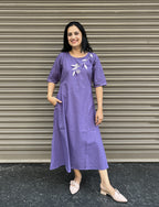 Woman's Plain Casual Dress - Purple