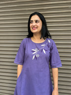 Woman's Plain Casual Dress - Purple