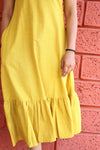Woman's Plain Casual Dress - Mustard Yellow