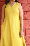 Woman's Plain Casual Dress - Mustard Yellow
