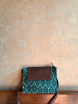 Leather Envelope Sling - Green Ikat