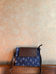 Leather Envelope Sling - Blue Ikat