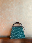 Leather Triangle Baguette - Green Ikat